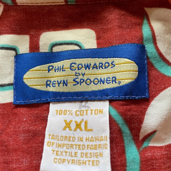 Floral Hawaiian shirt Men's XXL100% cotton button down  rust white aqua black - Picture 8 of 8